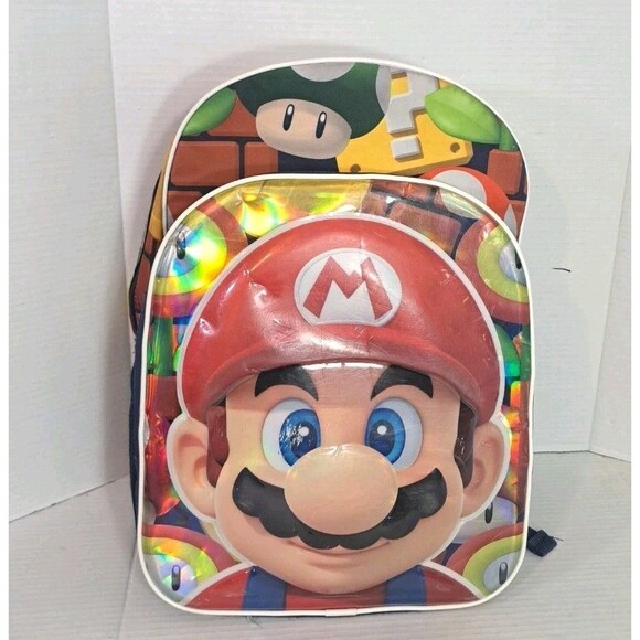Nintendo Super Mario Bros 3D Lenticular Face Backpack 16" Bookbag Back to School - Picture 1 of 9